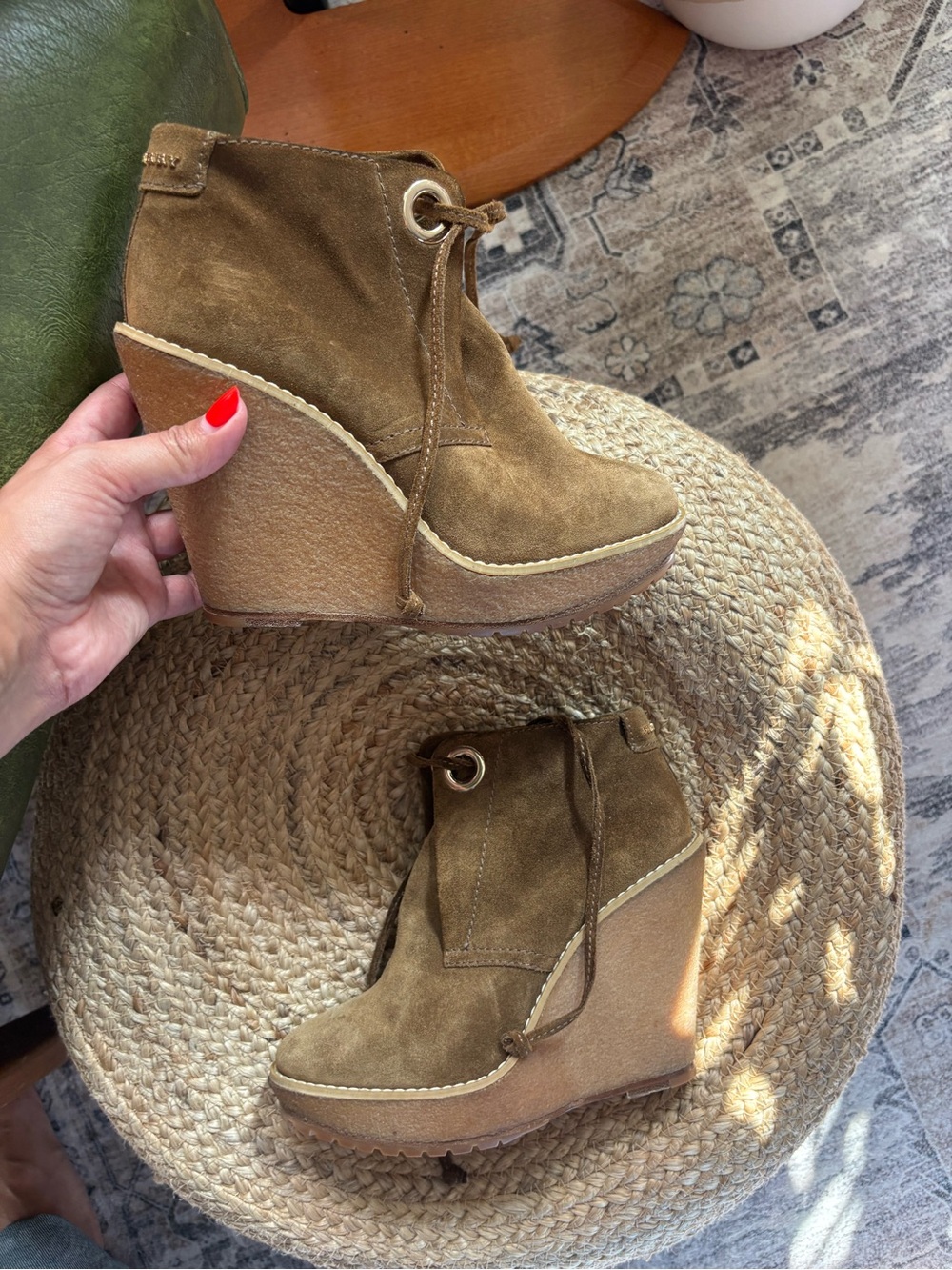 Burberry London Vernon Suede Platform Wedge Ankle Boots size 36